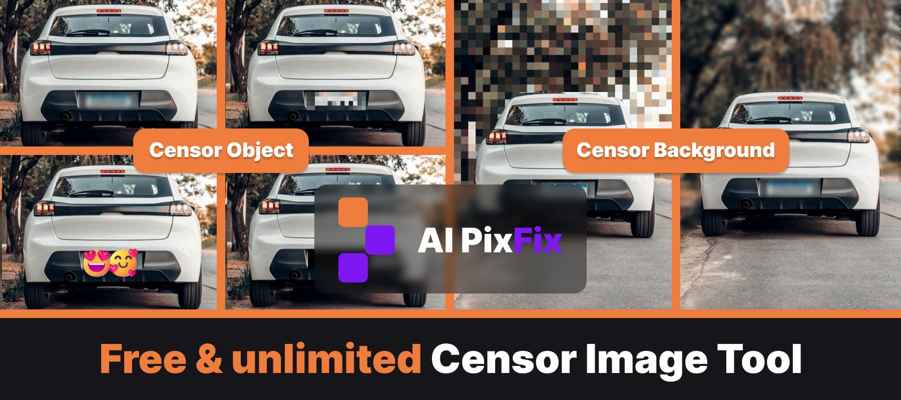 Free and unlimited censor image tool — blur, pixelate or black out sensitive information on a photo or document