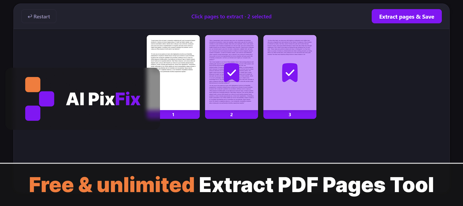 Herramienta online gratuita e ilimitada para extraer páginas de PDF — AI PixFix