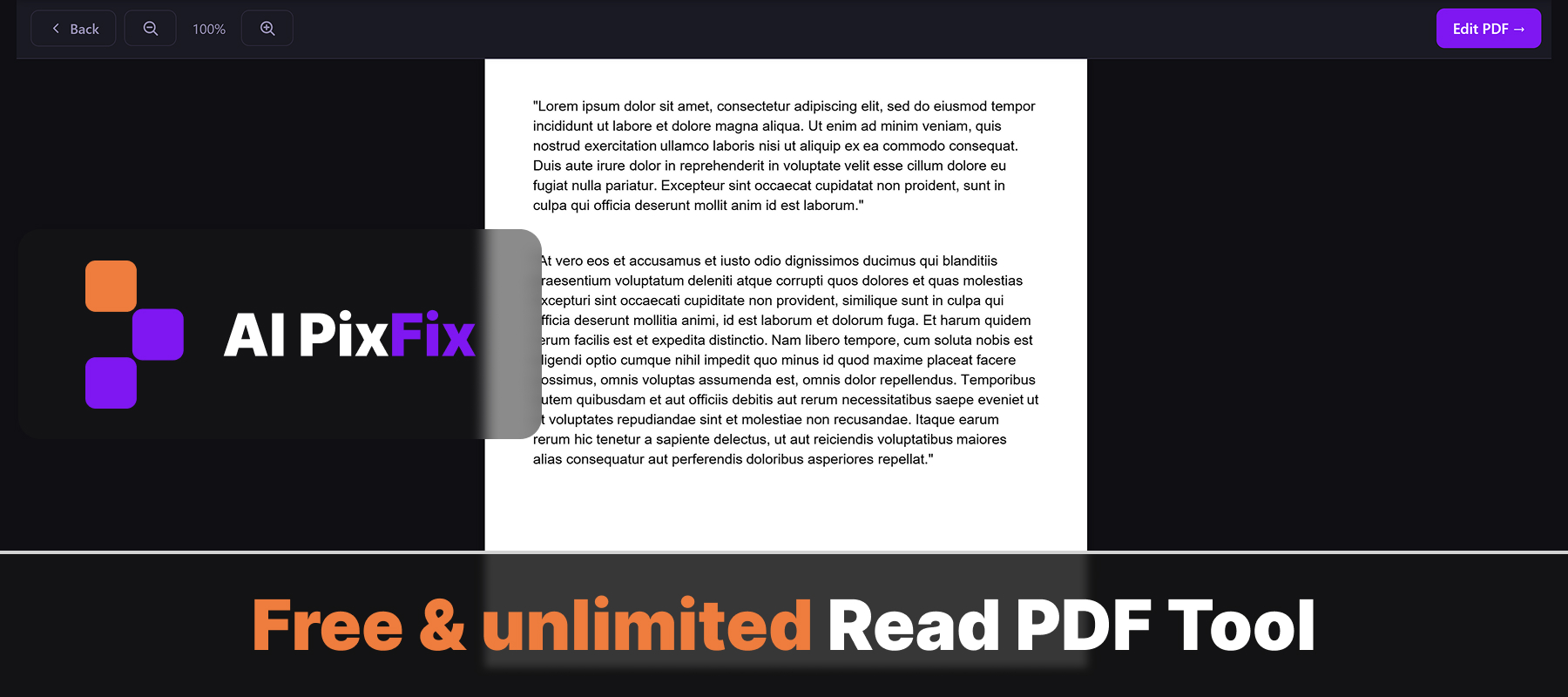 Free unlimited online PDF reader and viewer — AI PixFix